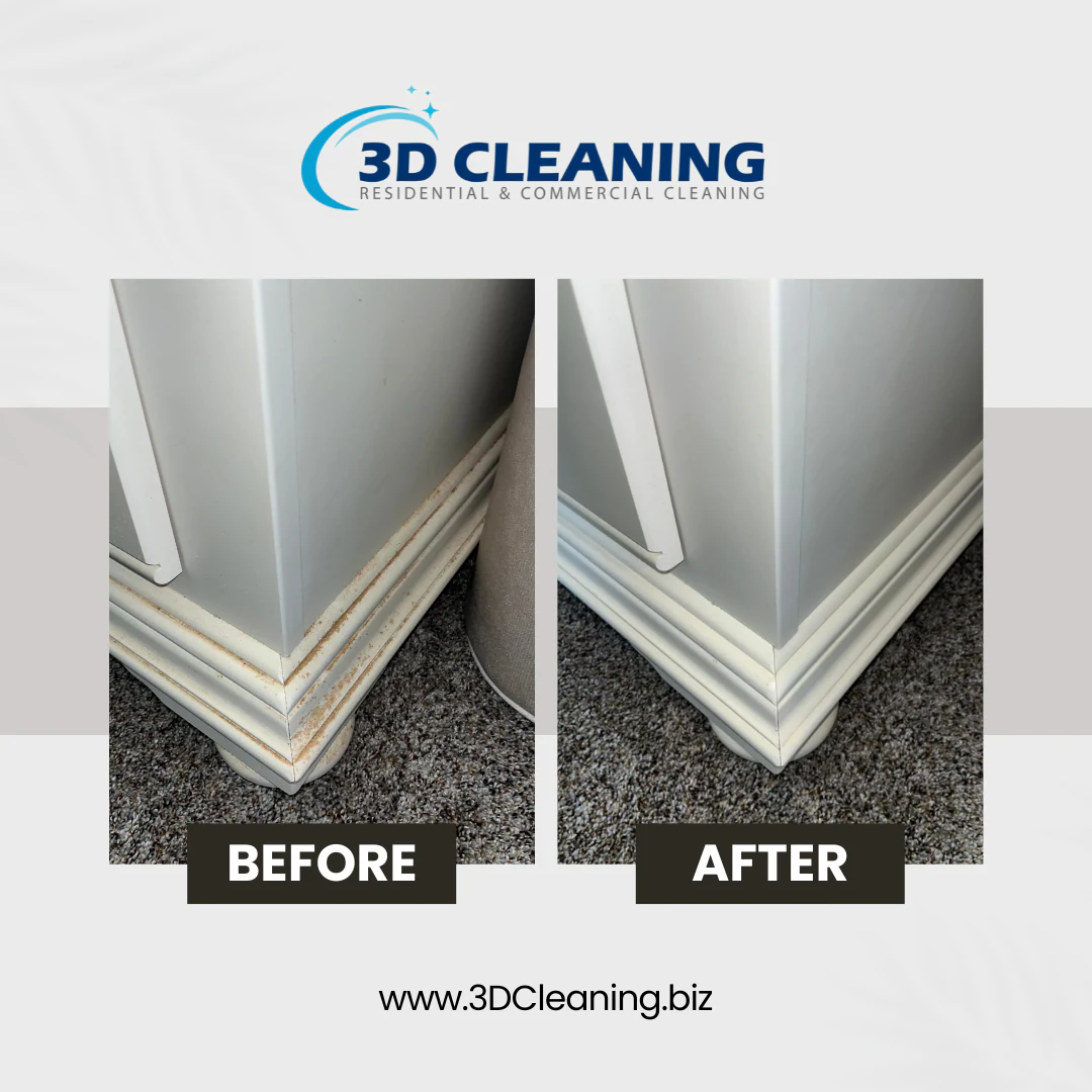 Baseboard before and after cleaning